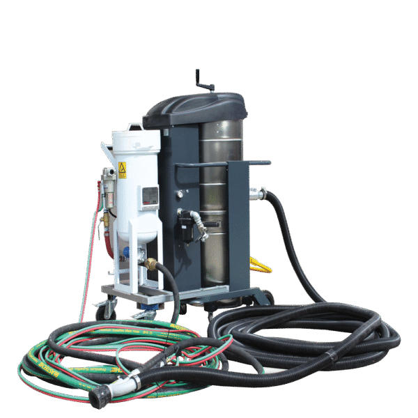 Blast and Vacuum Recovery System for using Virgin Abrasive