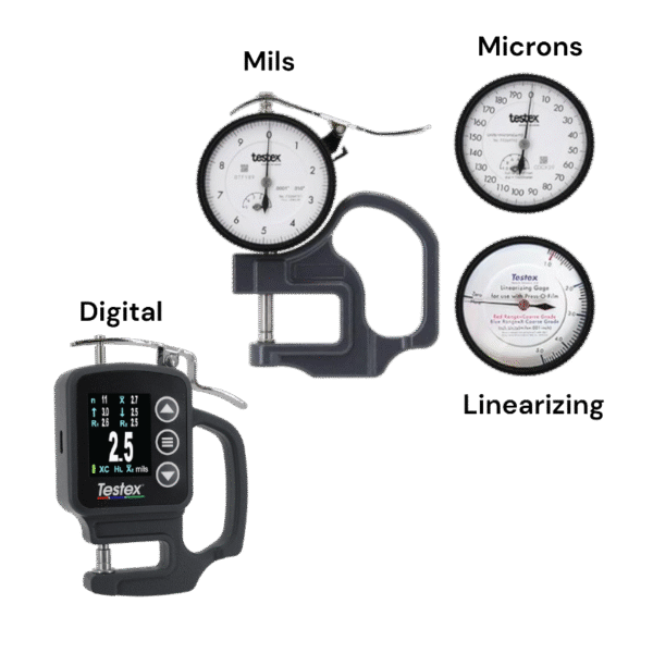 Testex Tape Micrometers / Analog Replica Tape Surface Profile Gauges